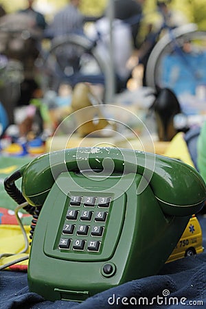 Vintage telephone at second hand market Editorial Stock Photo