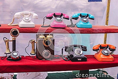 Vintage Telephones Figure Objects Religion Stock Photo