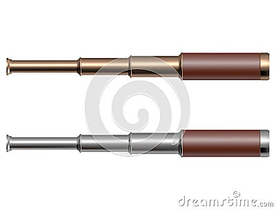 Vintage telescope sideview isolated on white background Vector Illustration