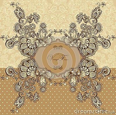 Vintage template with decorative birds. Vector Illustration