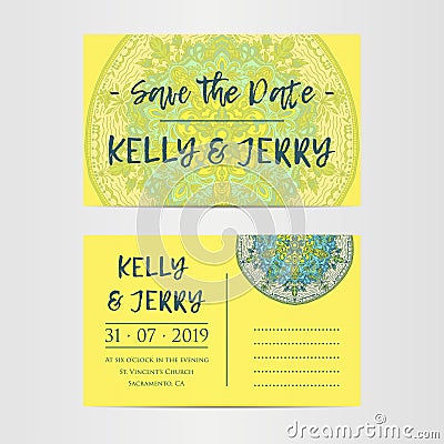 Vintage template design layout for Wedding invitation. Wedding invitation, thank you card, save the date cards, baby shower. Stock Photo