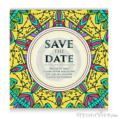 Vintage template design layout for Wedding invitation. Wedding invitation, thank you card, save the date cards, baby shower. Stock Photo