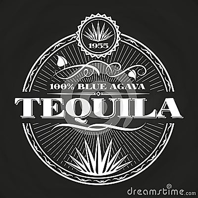 Vintage tequila banner design on chalkboard Vector Illustration