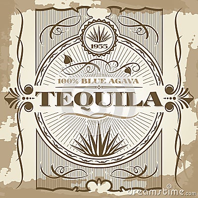 Vintage tequila vector poster design Vector Illustration