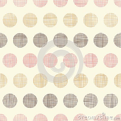 Vintage textile polka dots seamless pattern Vector Illustration