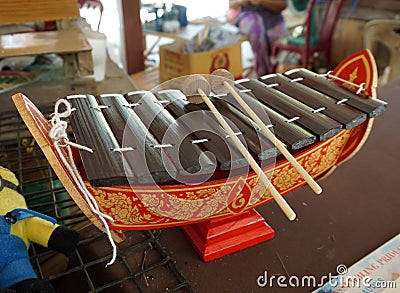 Vintage Thai Alto Xylophone, A traditional Thailand Musical Inst Stock Photo