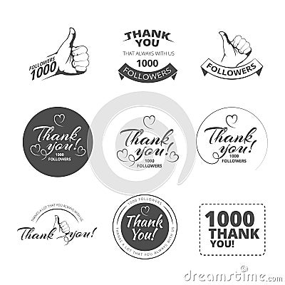 Vintage Thank you badges Vector Illustration