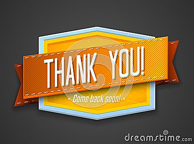 Vintage thank you label Vector Illustration