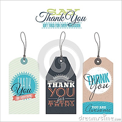 Vintage thank you labels Vector Illustration