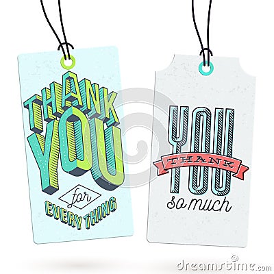 Vintage Thank You Tags Vector Illustration