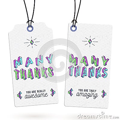 Vintage Thank You Tags Vector Illustration