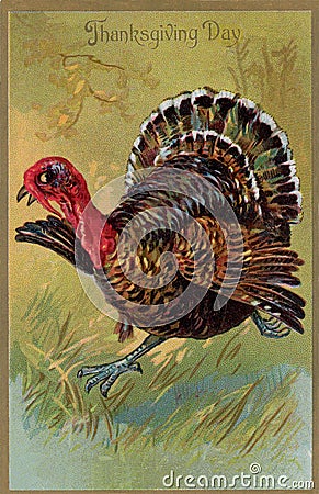 Vintage Thanksgiving Day card Stock Photo