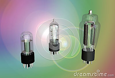 Vintage thermionic tubes, 3D rendering Stock Photo