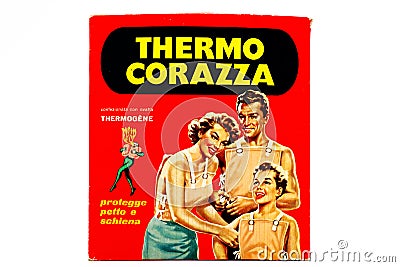 Vintage THERMOGENE medicated soft cotton wadding with capsicum Editorial Stock Photo
