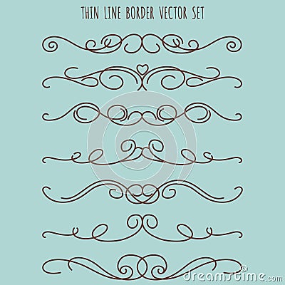 Vintage thin line border set Vector Illustration