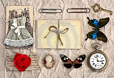 Vintage things. nostalgic scrap booking background Stock Photo