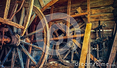 Vintage things in the old country barn Stock Photo