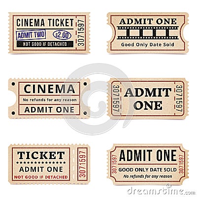 Vintage tickets and coupons Vector Illustration