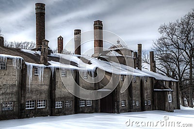 Vintage tile factory with icicles Editorial Stock Photo