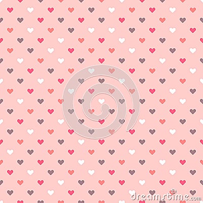 Vintage tiling seamless pattern with hearts. Abstract retro ornament made of simple geometric shapes Vector Illustration