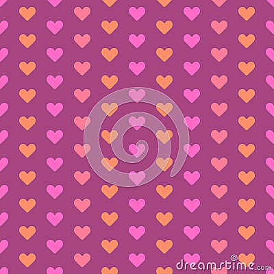 Vintage tiling seamless pattern with hearts. Abstract retro ornament made of simple geometric shapes Vector Illustration