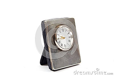 Vintage Timepiece Clock on White Background Stock Photo