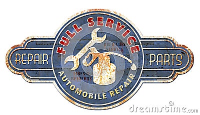 Vintage Tin Metal Mechanics Sign Stock Photo