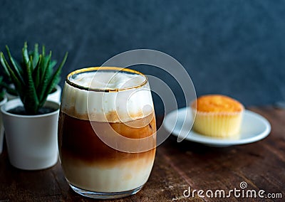 Close-up Ice coffee latte at home in a restaurant stye Stock Photo