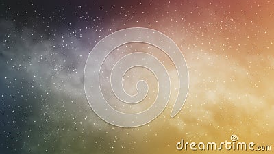 Vintage toned retro sky with clouds and stars - yellow, orange, green, blue Stock Photo