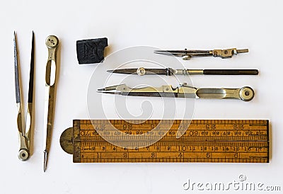 Vintage tools for drawing Stock Photo