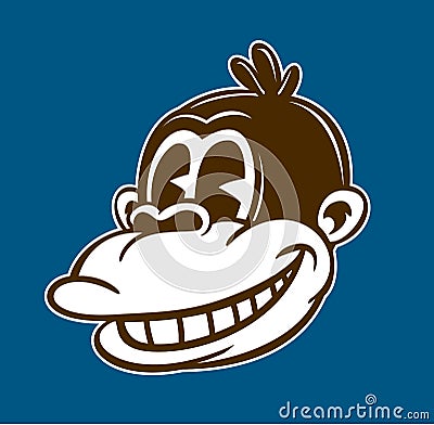 Vintage toons cartoon smiling monkey face vector illustration Vector Illustration