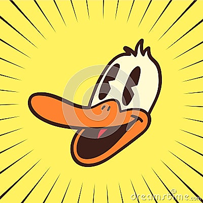 Vintage toons: retro cartoon smiling duck Vector Illustration