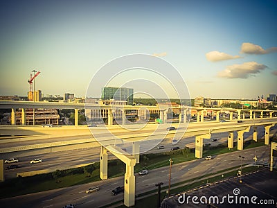 Vintage top view massive highway intersection, stack interchange Editorial Stock Photo