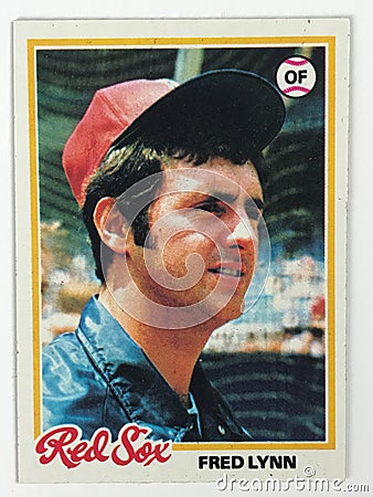 Vintage 1978 Topps Baseball Card Featuring Fred Lynn Editorial Stock Photo