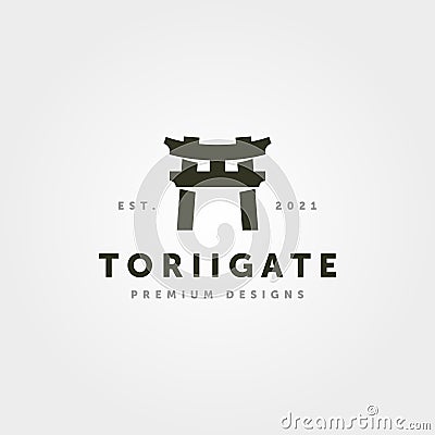 vintage torii gate logo minimalist vector symbol illustration design Cartoon Illustration