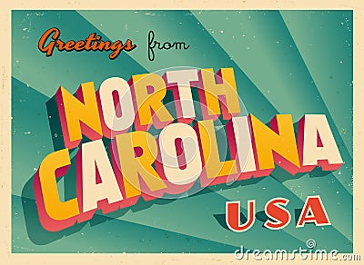 Vintage Touristic Greeting Card from North Carolina. Vector Illustration