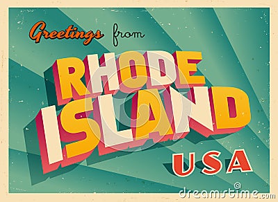 Vintage Touristic Greeting Card from Rhode Island. Vector Illustration