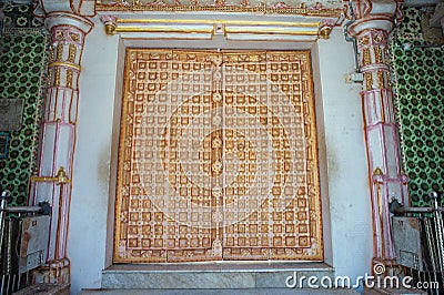 Vintage Traditional Design of Old Shree Swaminarayan Mandir Muli Editorial Stock Photo