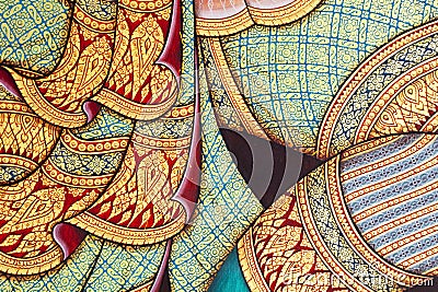 Vintage traditional Thai style art painting Stock Photo