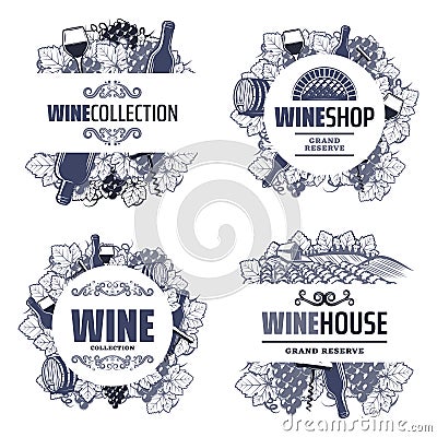 Vintage Traditional Wine Templates Vector Illustration