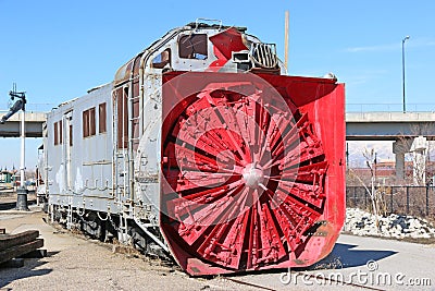 Vintage train snow plough in Ogden Station, Utah Stock Photo