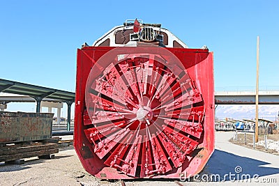 Vintage train snow plough in Ogden Station Stock Photo