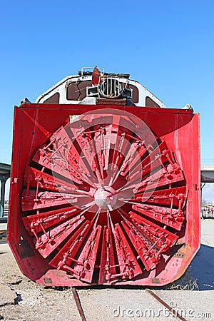 Vintage train snow plough Stock Photo