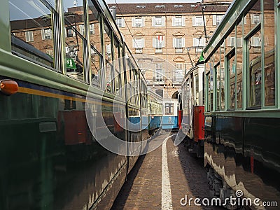 Vintage tram at Turin Trolley Festival Editorial Stock Photo