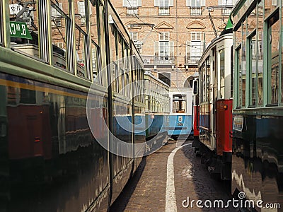 Vintage tram at Turin Trolley Festival Editorial Stock Photo