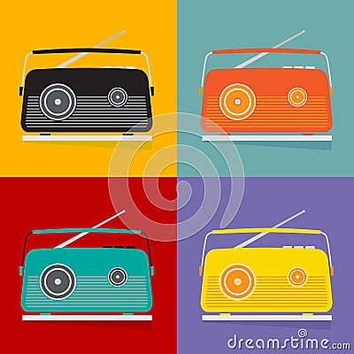 The vintage transistor radio. Vector Illustration
