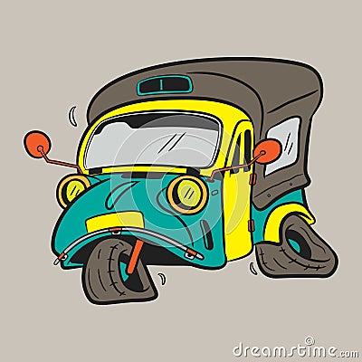 bemo or vintage transportation in indonesia Vector Illustration