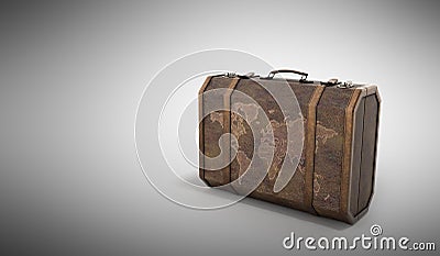 Vintage travel suitcase 3d render on grey background Stock Photo