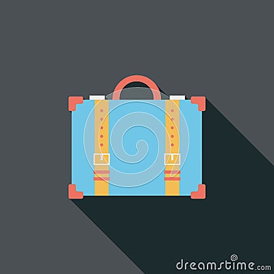 Vintage travel suitcases, flat icon with long shadow Vector Illustration