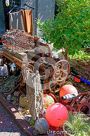 Vintage trawl - Fishing equipment in United Kingdom Editorial Stock Photo